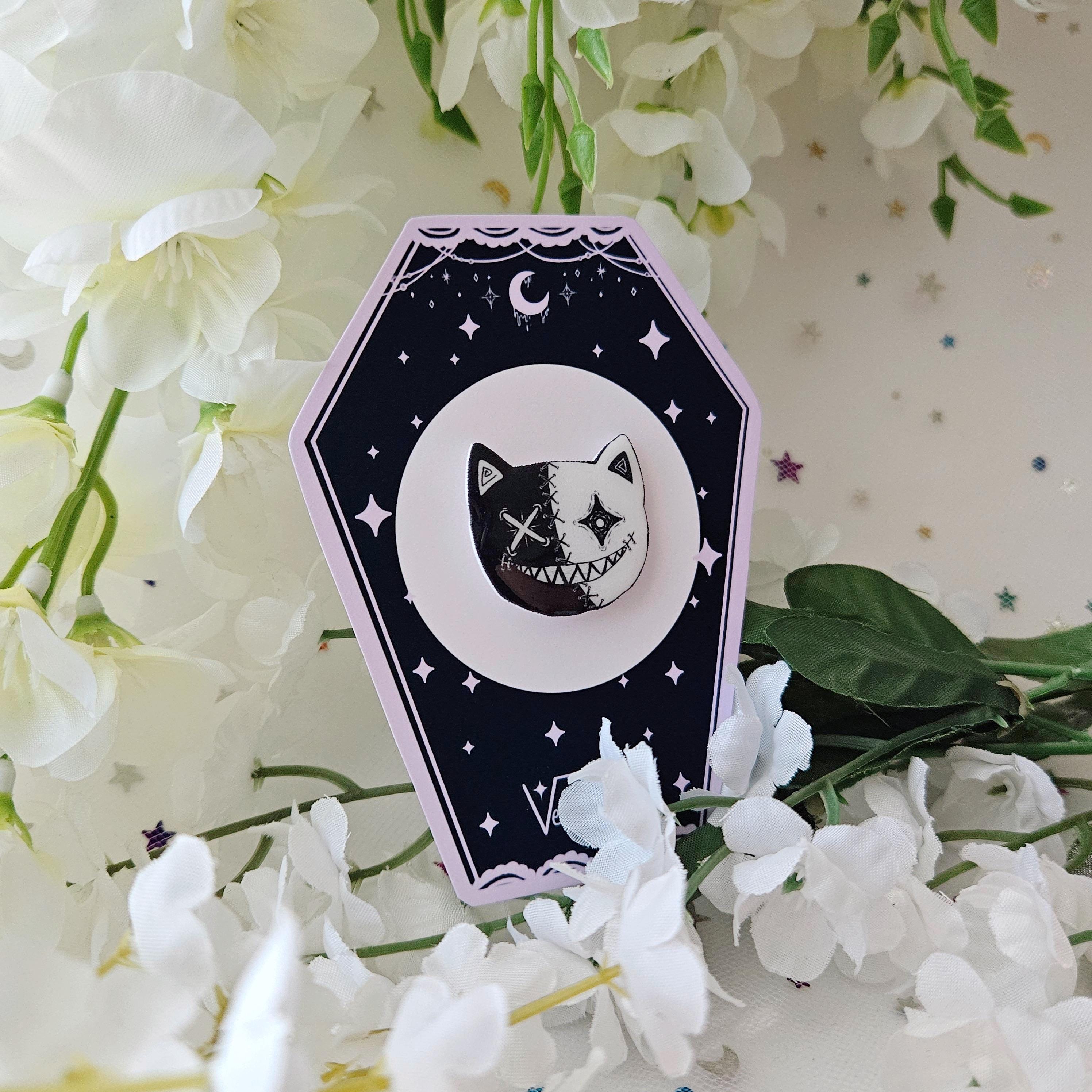 Two Faced Rag Cat Pin