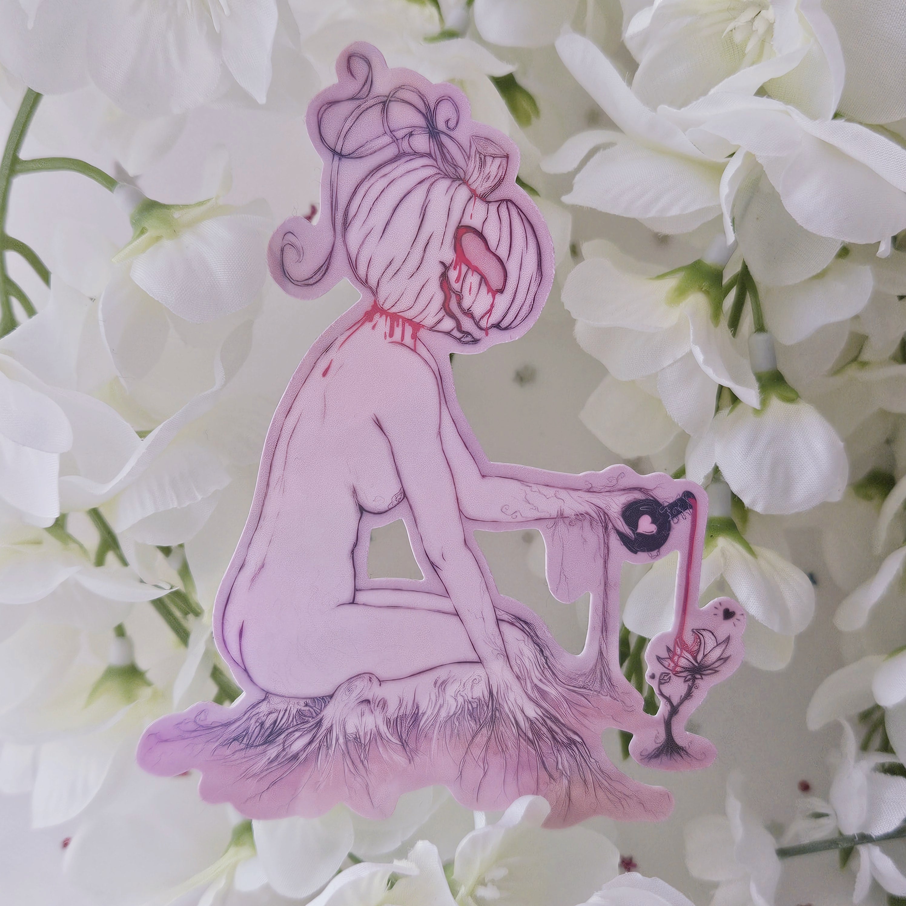 Pumpkin Head Girl Plant Magic Sticker