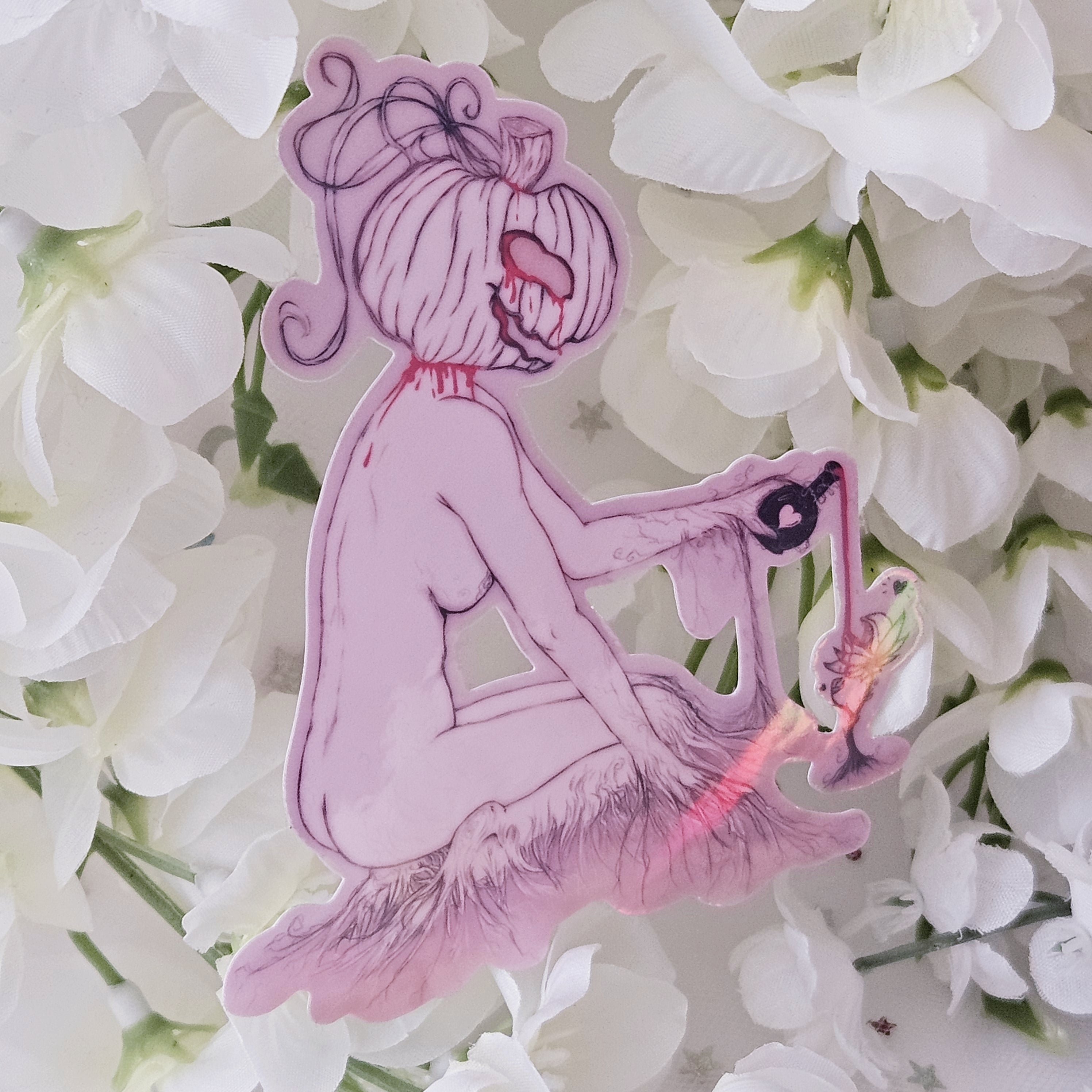 Pumpkin Head Girl Plant Magic Sticker