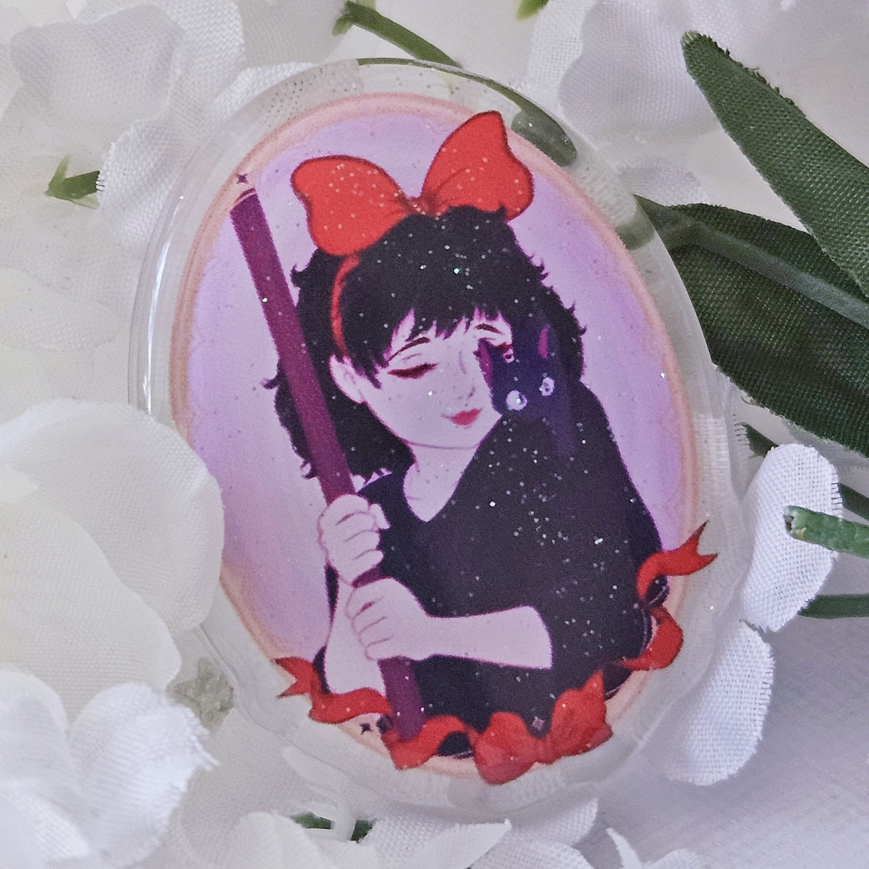 Little Witch Girl & Black Cat Pin