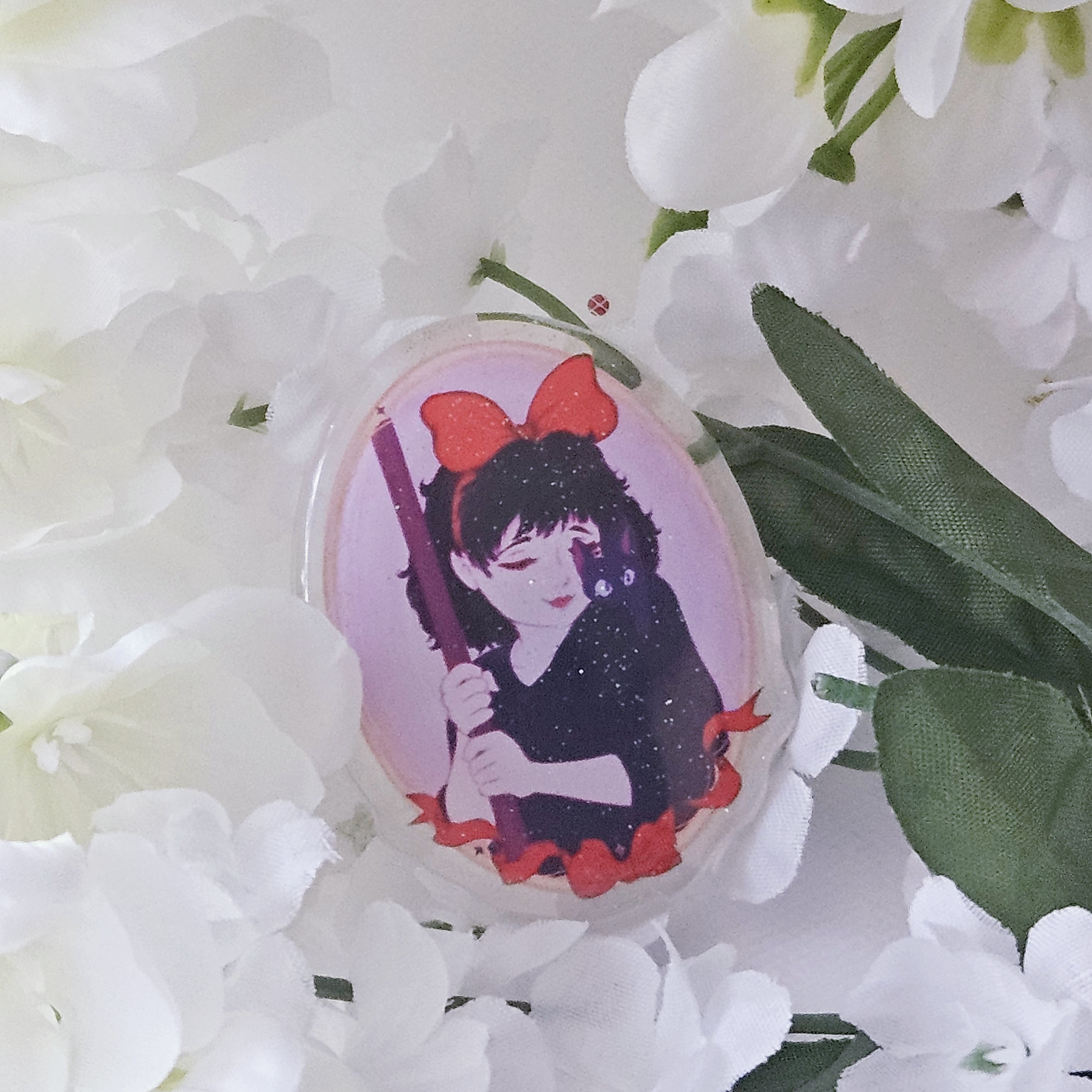 Little Witch Girl & Black Cat Pin