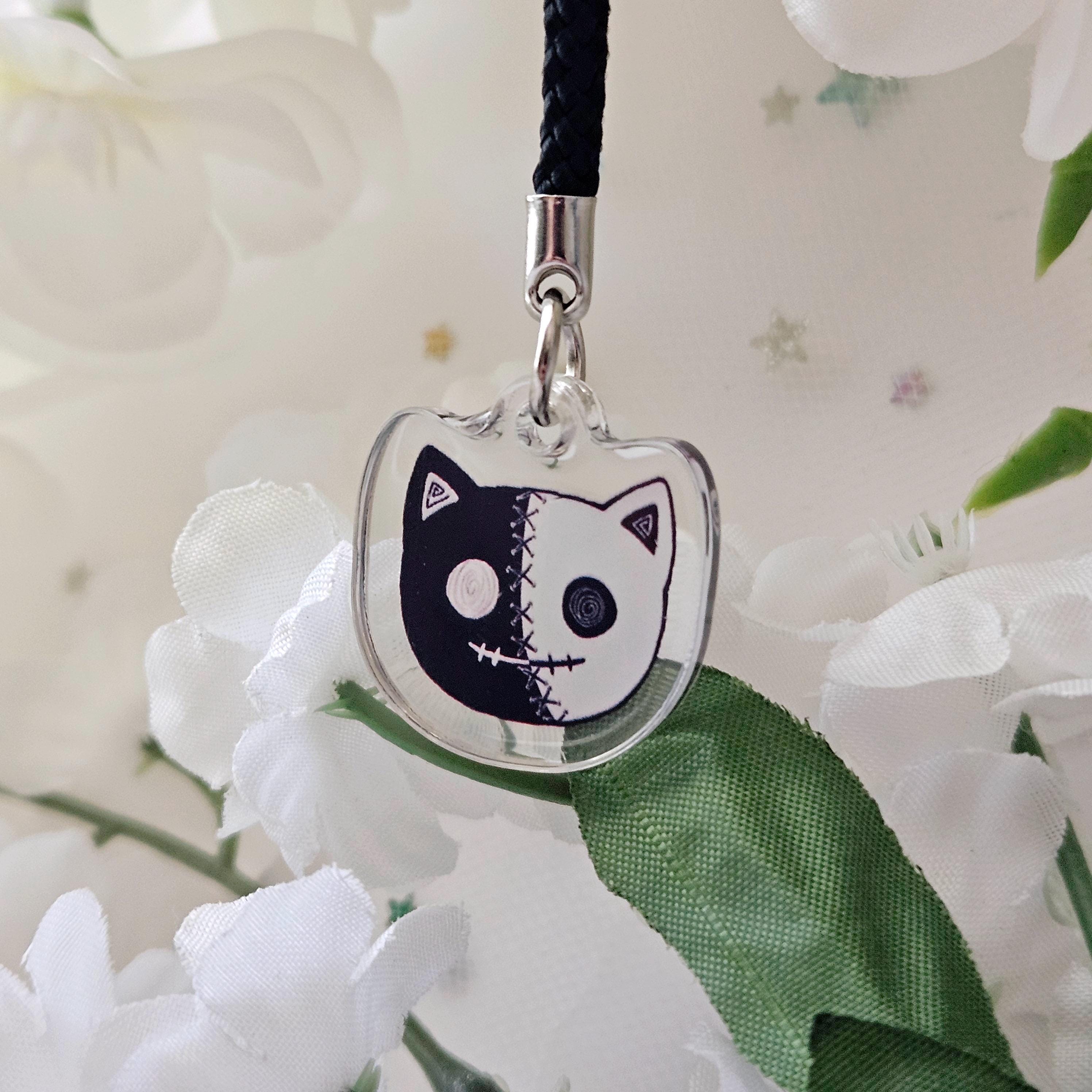 Two Faced Rag Cat Phone Strap