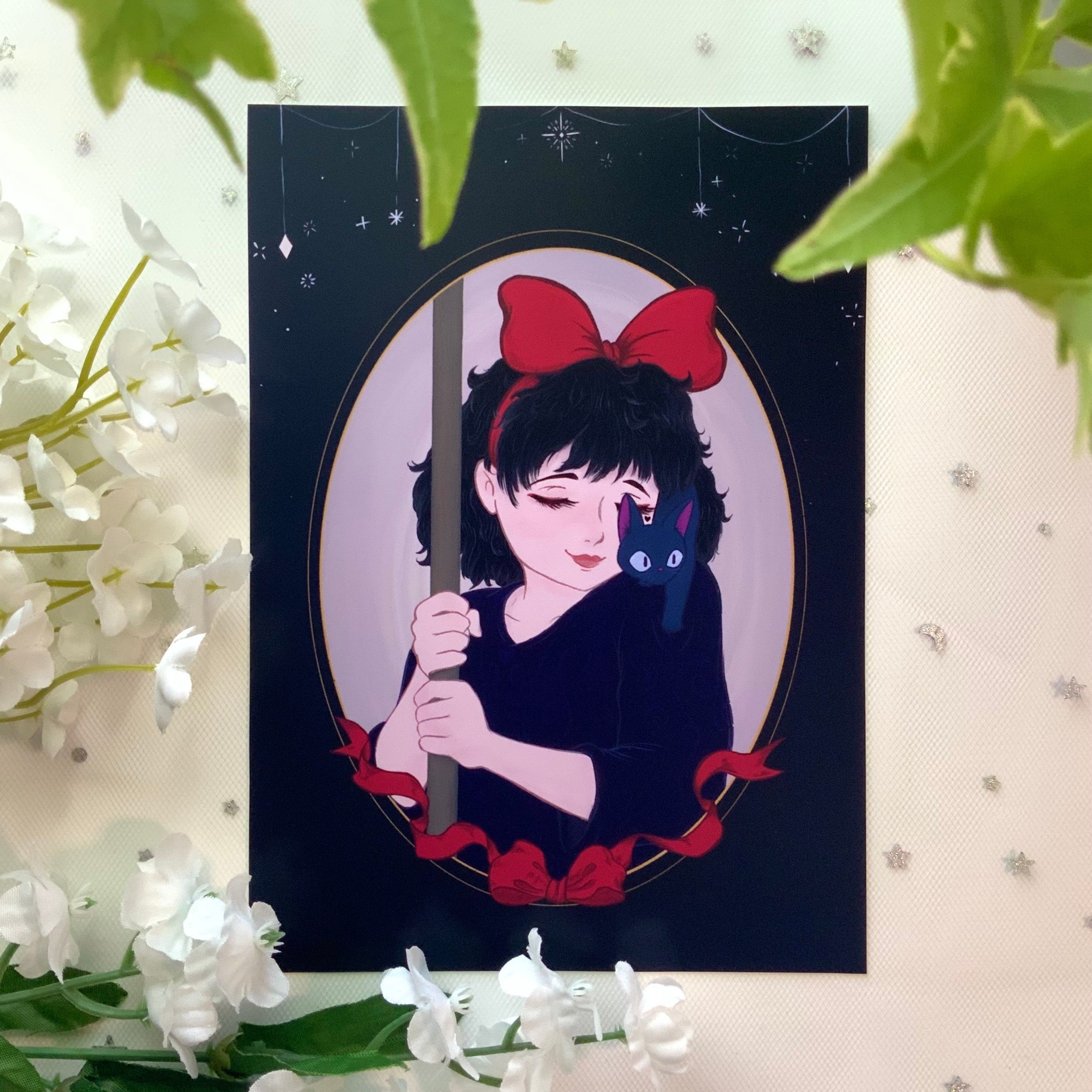 Little Witch & Black Cat Print