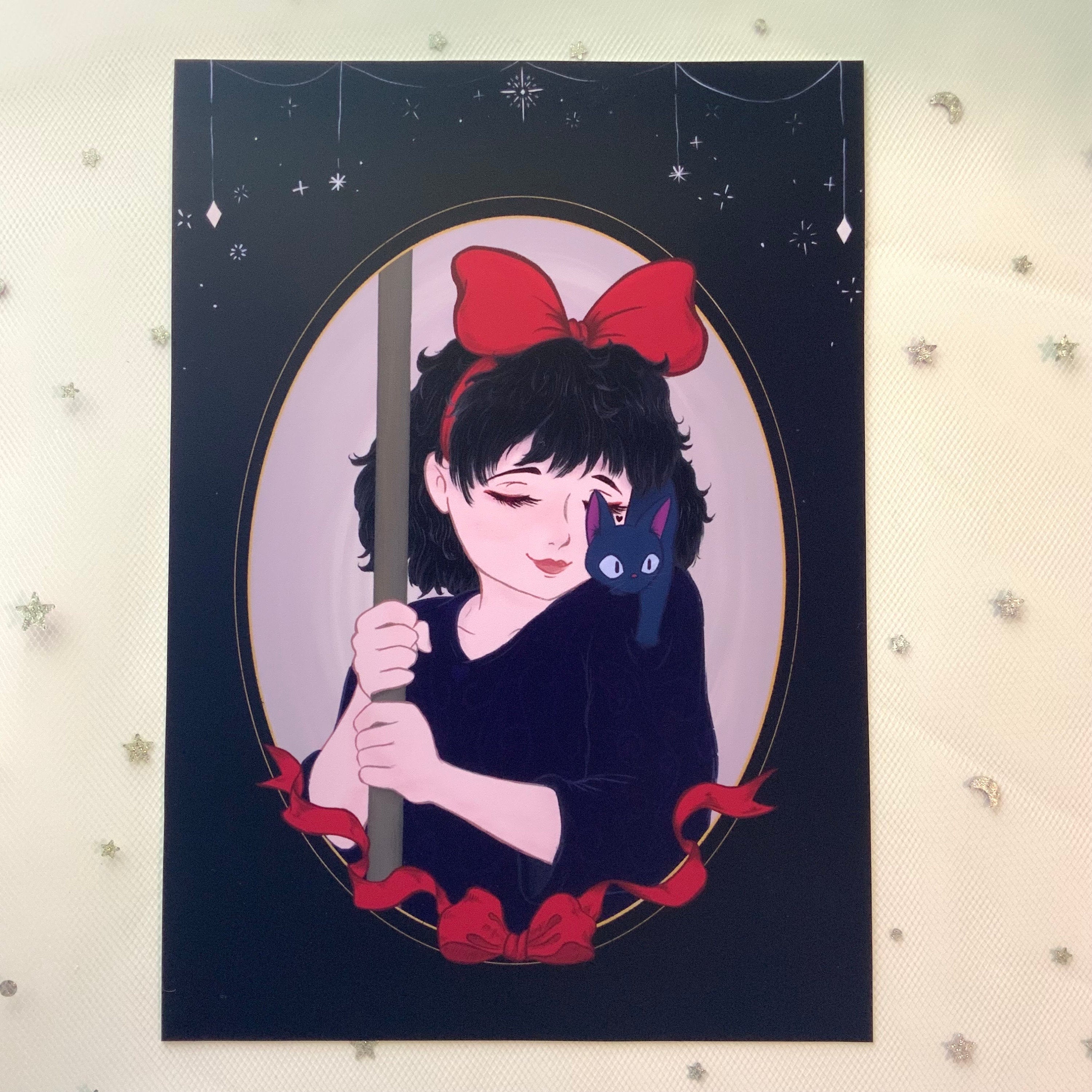 Little Witch & Black Cat Print
