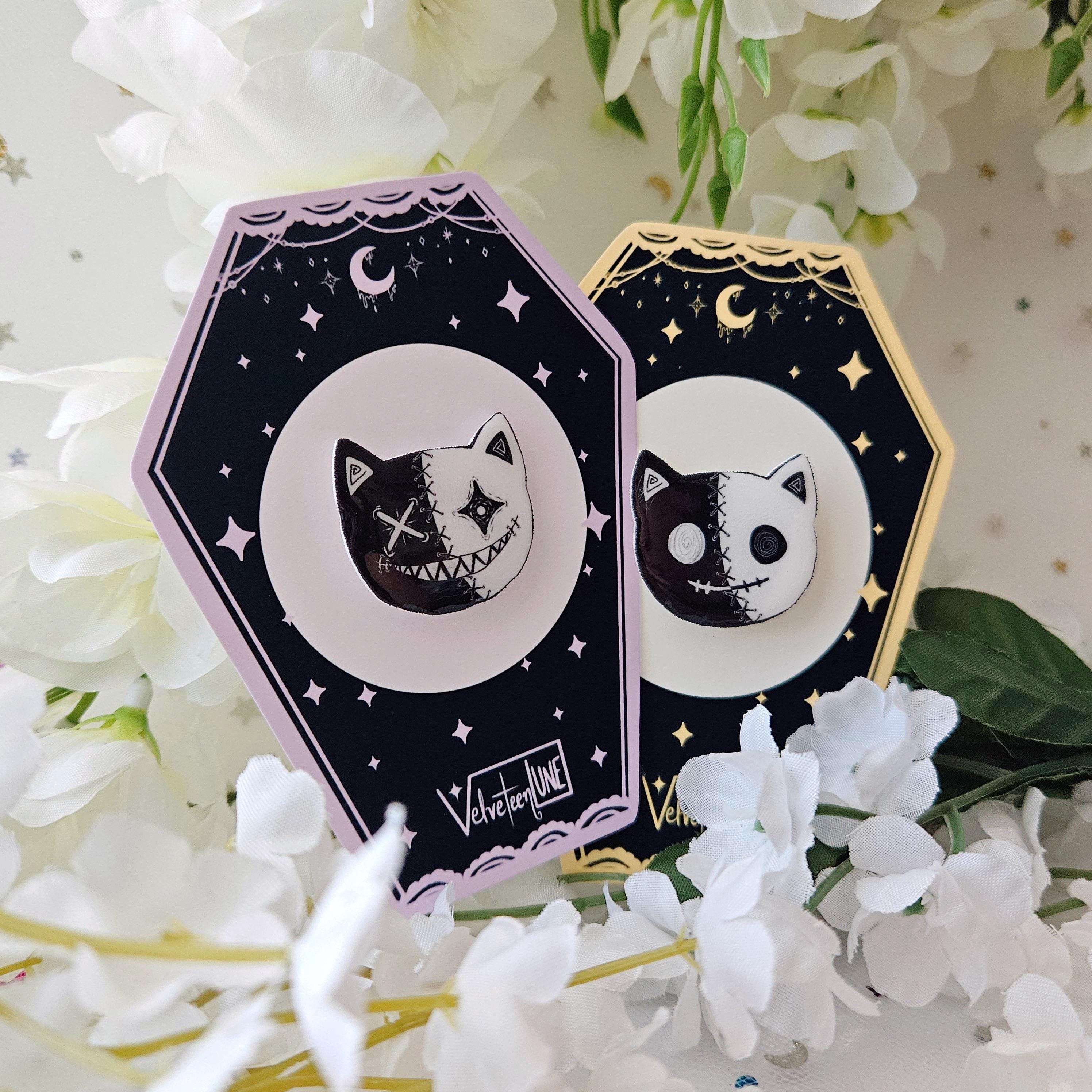 Two Faced Rag Cat Pin