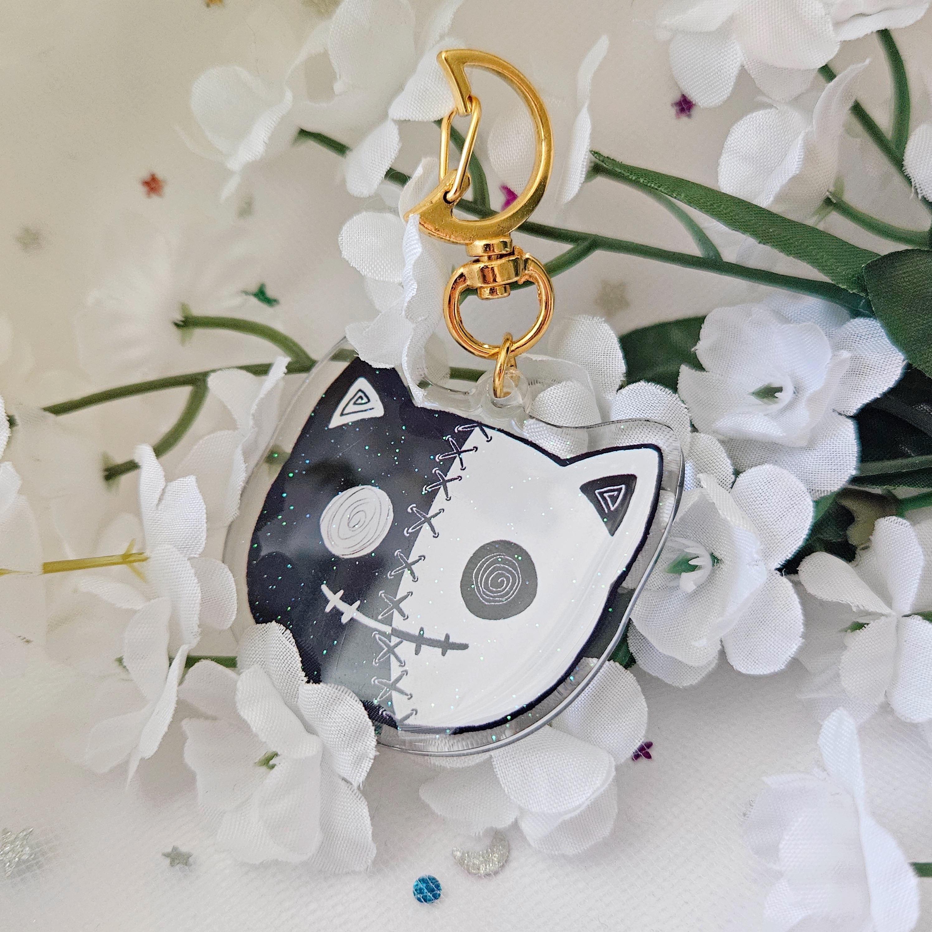 Two Faced Rag Cat Keychain