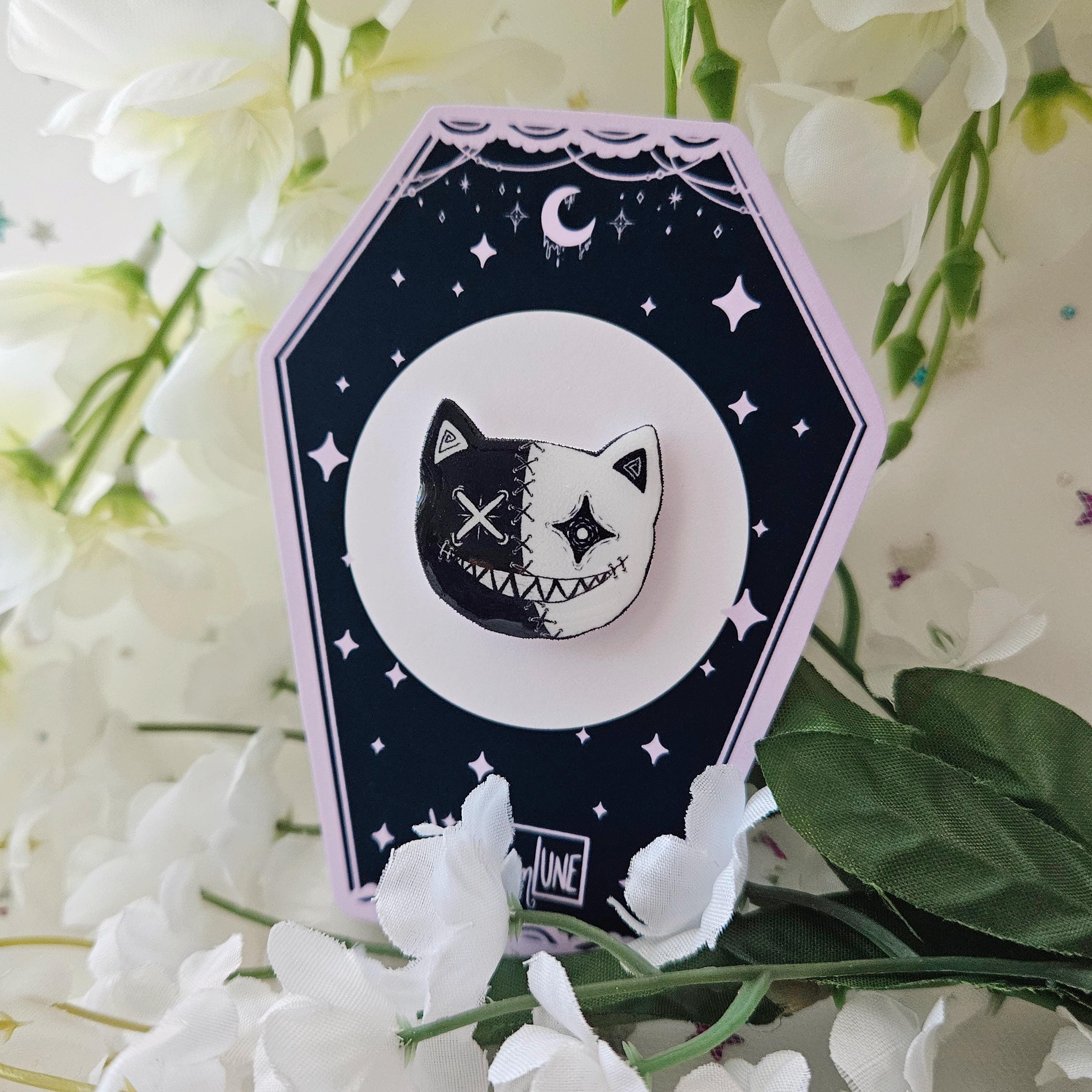 Two Faced Rag Cat Pin