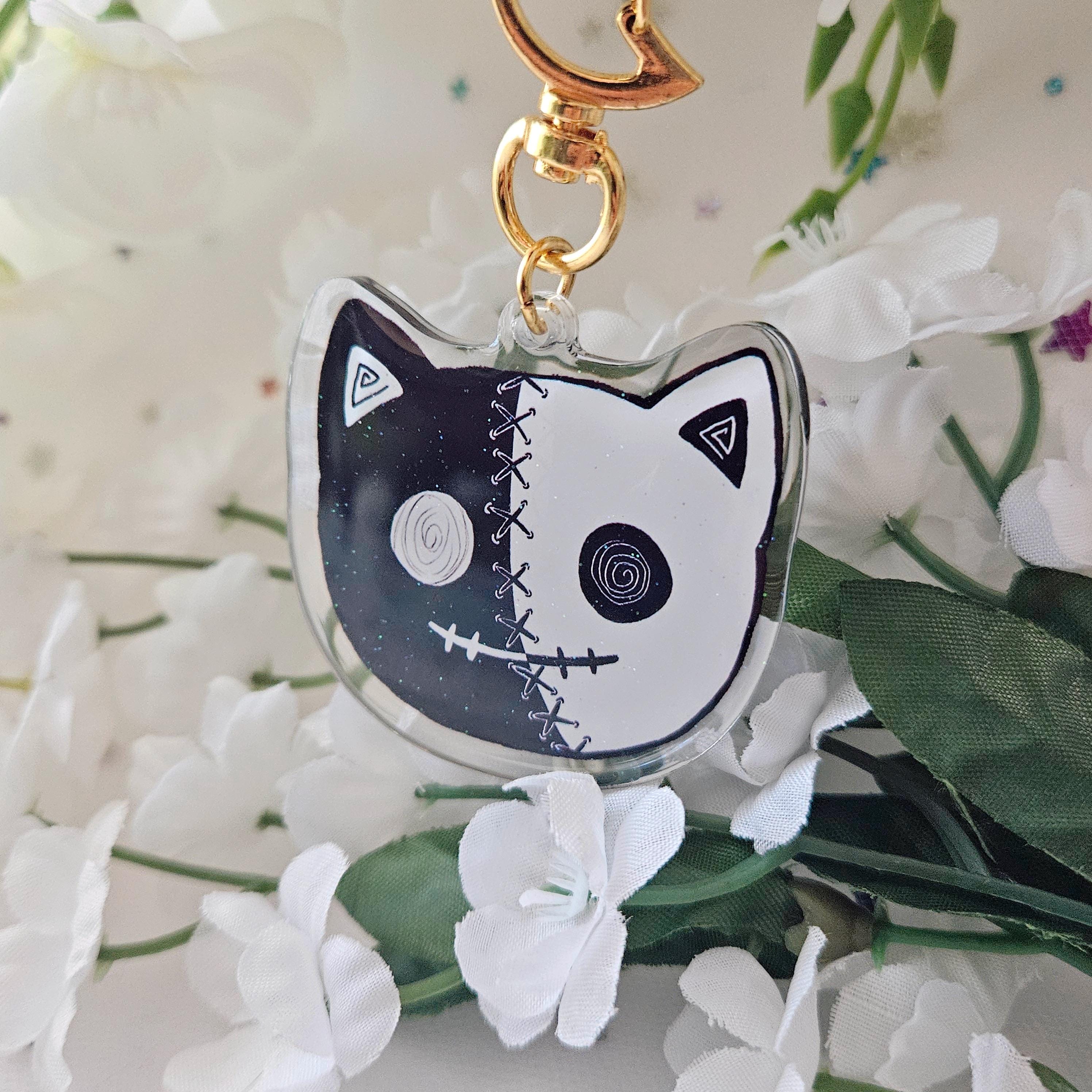 Two Faced Rag Cat Keychain