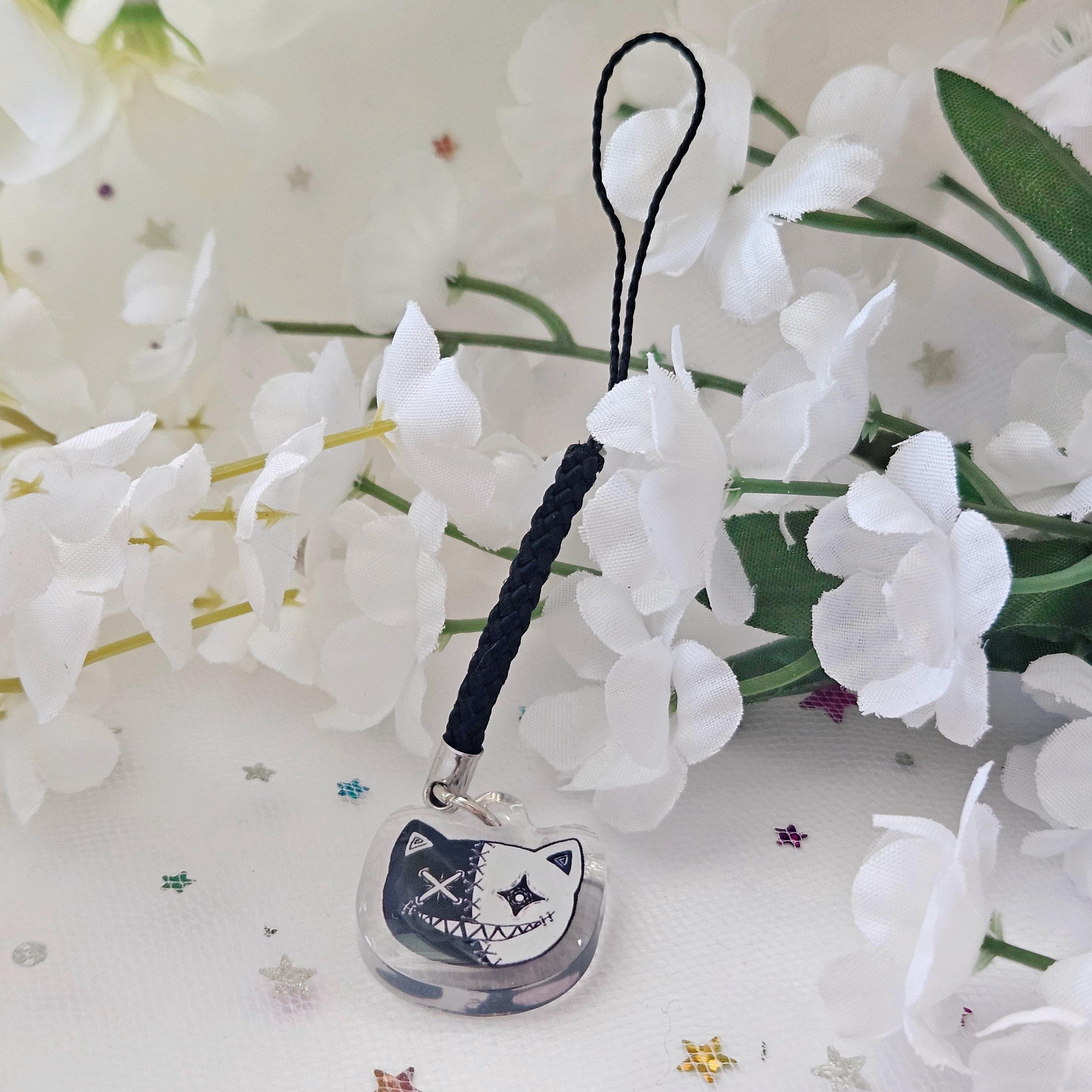 Two Faced Rag Cat Phone Strap