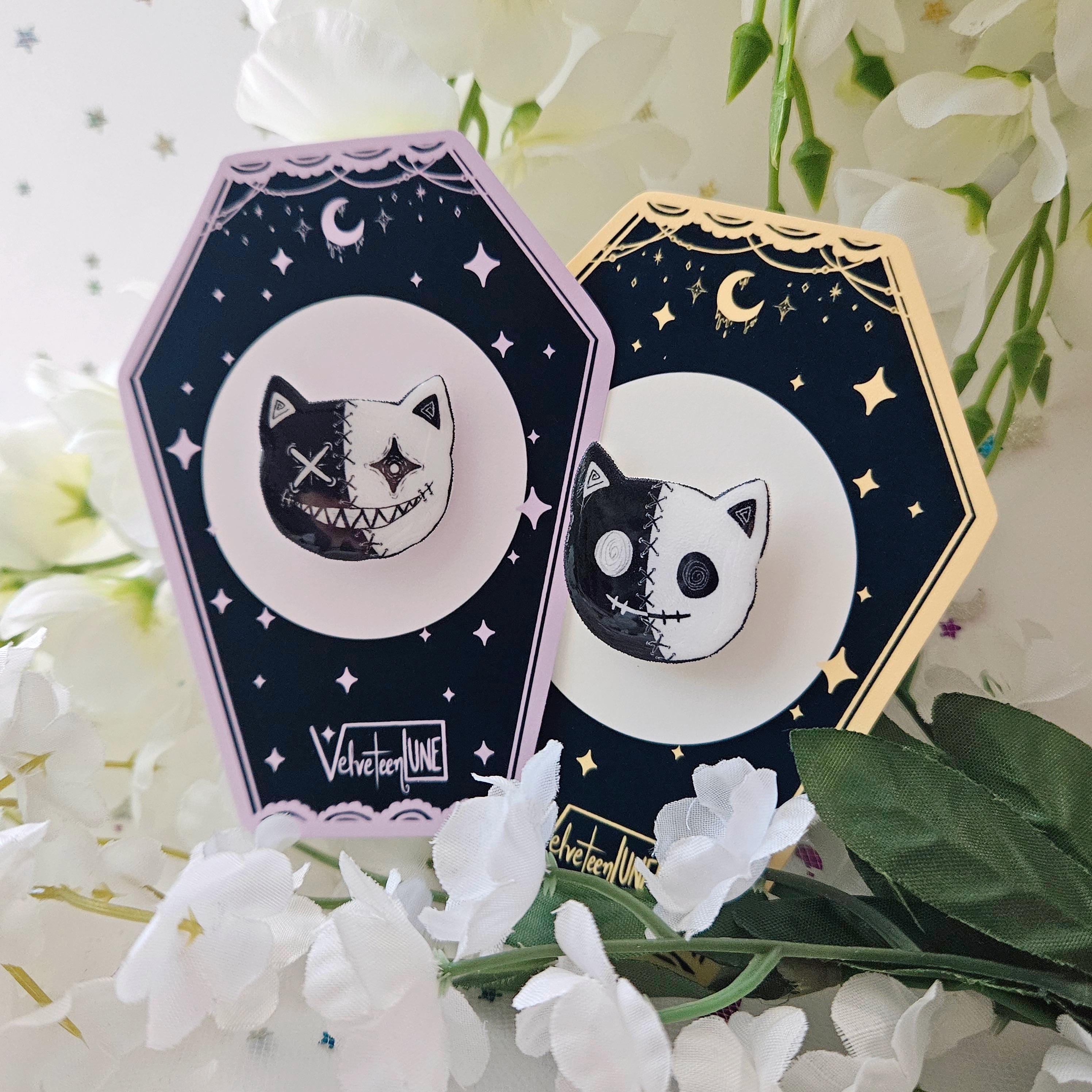 Two Faced Rag Cat Pin